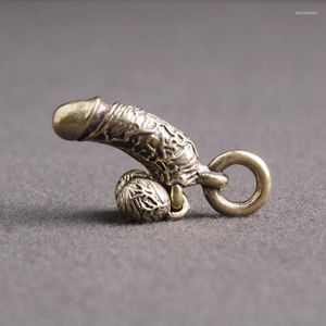 Porte-clés créatif en laiton mâle pénis pendentif porte-clés amusant Simulation poussin personnalité Mini organes génitaux voiture Miri22