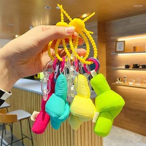 Keychains Creative Candy-gekleurde stoffen Knoop KNOOT KEYCHAIN ​​Leuke mode handgemaakte draai Buckle Key Chain Ring Bag Hanger voor vrouwen Fred22