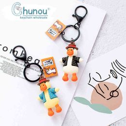 Porte-clés Creative Cartoon Mignon Ravitaillement Canard Porte-clés Laid Mignon Poupée Pendentif Porte-clés pour Sacs À Main Femmes Porte-clés Couple Amis Cadeau T220909