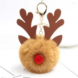 Porte-clés Creative Christmas Deer Hairball Porte-clés Sac Pendentif Lucky Car Téléphone