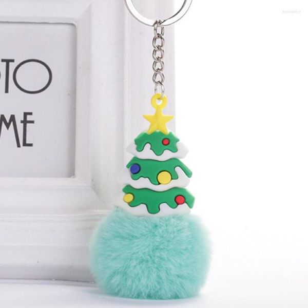 Porte-clés Creative Christmas Gift Tree Hairball Keychain Pendentif Pvc Soft Glue Car