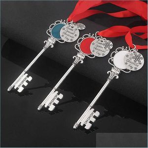 Keychains Creative Christmas Keychain Snowflake Ribbon Magic Key Santa Claus Tree Ornament Gift Women Cute Bag Charm H1011 Drop Deliv DH6J2