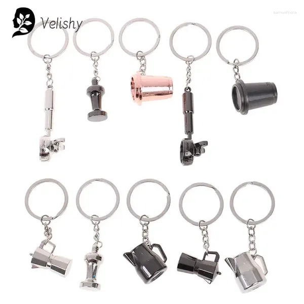 Keychains Coffee Cake Keychain Handle Keyring Portable Machine Pichet Pichet Cafécies Accessoires