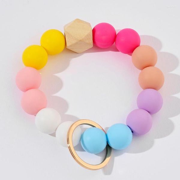 Porte-clés créatifs colorés petites perles de silicone fraîches porte-clés de voiture bracelet accessoires perlés