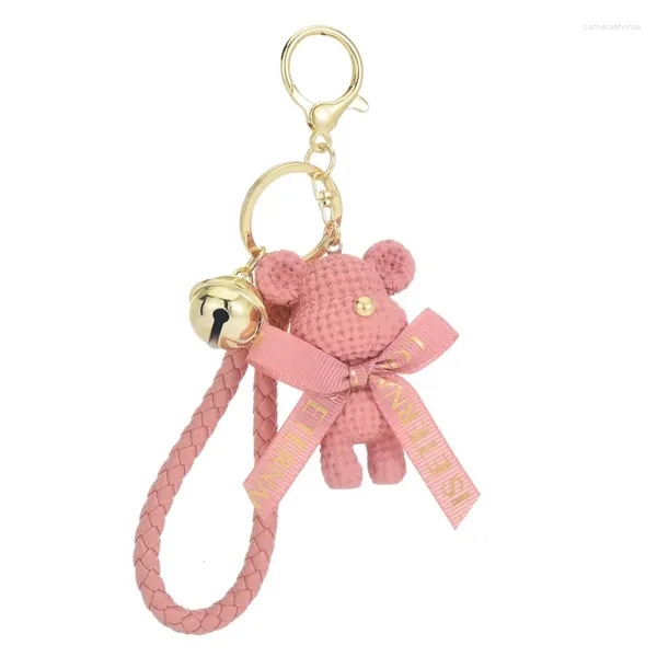 Porte-clés créatif mignon résine tissée cloche cravate ours porte-clés téléphone portable pendentif voiture porte-clés vacances pour enfants cadeau