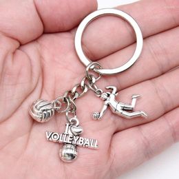 Keychains Creative DIY Chain Key Chain Volleyball Joueur fille en acier inoxydable Courtes charmes femmes Bijoux Accessoires Pendants Cadeaux Fashion