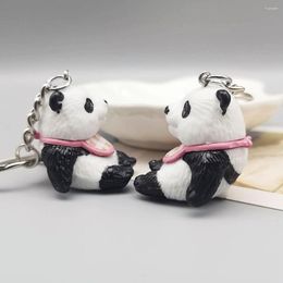 Sleutelhangers Creatief DIY Panda-serie Sleutelhanger Gepersonaliseerde Simulatie Hars Dames Schattig Rugzak Tas Sleutelringen Eén stuk Y16012