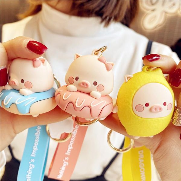 Porte-clés beignets créatifs cochon voiture porte-clés femmes porte-clés Moto bijoux amis Couple sac breloque porte-clés Anime mignon pendentif cadeau