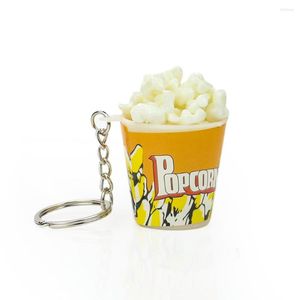 Keychains Creative Emulation Barrel PVC Popcorn Keychain Key Ring Holder Bag Decor Eerlijk adverteren Student Man Woman Sieraden Gift