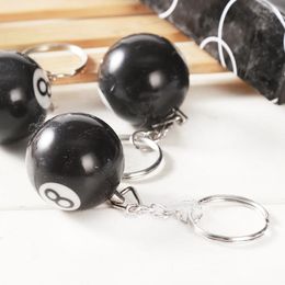 Keychains Creative Fashion Billiard Pool Round Ball Key Ring Lucky Black No.8 Chains 32mm Resin sieradencadeau