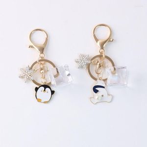 Porte-clés créatif mode mignon ours polaire pingouin iceberg cube porte-clés sac pendentif accessoire couple métal femme bijoux Smal22