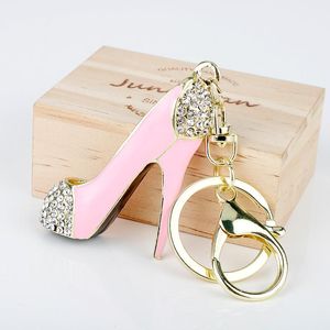 Keychains Creative High Heel Shoes with Rhinestones Key Chain Alloy Keychain Accessories Hangring Ring Charms voor dames