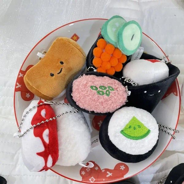 Porte-clés créatif japonais Sushi mignon poupée en peluche porte-clés en gros Kawaii alimentaire porte-clés pour sac à dos sac pendentif accessoires