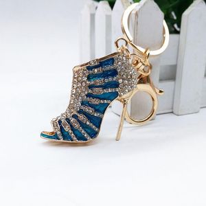 Keychains Creative Keynchain Femmes charme de chaussures à talons hauts Forme en cristal Crystal Sac Car Pendant Pendre Anneaux