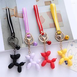 Sleutelhangers Creatieve Koreaanse Leuke Ballon Puppy Sleutelhanger Voor Vrouwen Zoete Kleurrijke Mode Tas Autosleutel Sieraden Hanger Gift Whole218m