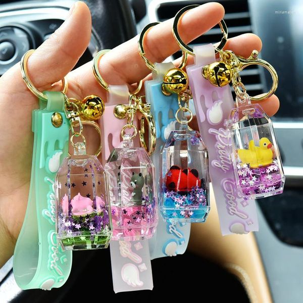 Porte-clés Creative Liquid Keychain Marine Life Into Oil Porte-clés de luxe Chaîne Pendentif Longe Cadeaux Pour Invités Accessoires En Gros