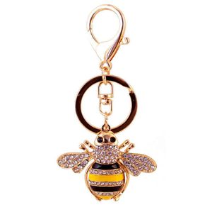 Keychains Creative Lovely Crystal incrusté de diamant abeille Car Chain de porte Femmes 039 Sac Accessoires Metal Pendant1619371