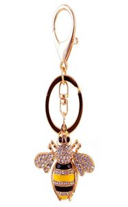 Keychains Creative Lovely Crystal ingelegd met Diamond Bee Car Key Chain Women039S Bag Accessoires Metal Pendant3945600