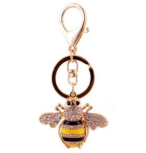 Keychains Creative Lovely Crystal incrusté avec des clés de voiture d'abeille diamant Women039s Sac Accessoires Metal Pendant4701709