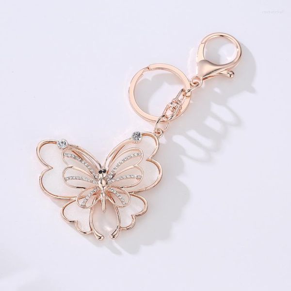 Keychains Creative Metal Crystal Diamond Butterfly Fashion Fashion Rhinestone Bag Femenino Carrero Regalos Al por mayor enek22