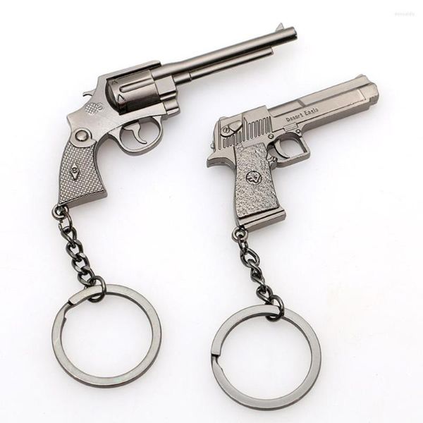 Porte-clés Creative Metal Gun Keyring - Modèle de simulation miniature pour clés de voiture et décoration Parfait petits amateurs de cadeaux