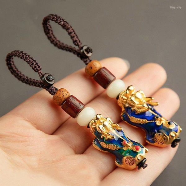 Porte-clés Creative Pixiu Chinois Animal Porte-clés Accessoires de voiture Lucky Pendentif Bijoux Décoration Changer de couleur avec la températureKeychains Fie