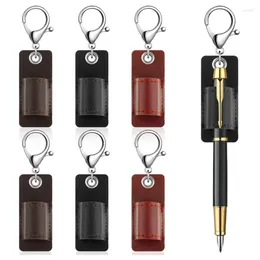 Keychains Creative Pu Leather Pen Organisateur Confecte de protection de poche de rangement de longe pour Fountain Ballpoint Accessoire