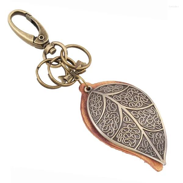 Porte-clés Creative Punk Vintage Bronze grandes feuilles porte-clés sac pendentif alliage charme voiture porte-clés porte-anneau bijoux souvenir cadeau FY043