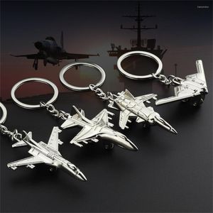 Keychains Creative Silver Color Airplane Aircraft Fighter Model Pendant Keyrings For Boys Car Key Ring Bag Charms Cadeau