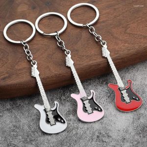 Porte-clés Simulation créative guitare métal porte-clés mode instrument de musique porte-clés sac pendentif ornements mélomane souvenirs cadeaux