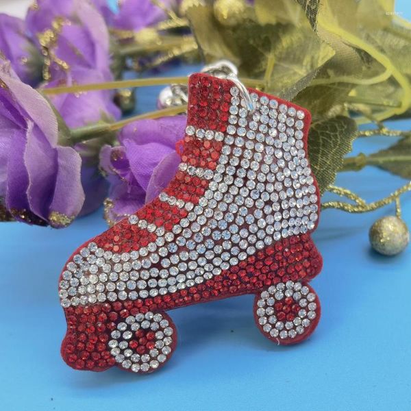 Porte-clés Skate créatif avec strass en cristal complet, porte-clés, porte-monnaie, sac pour voiture