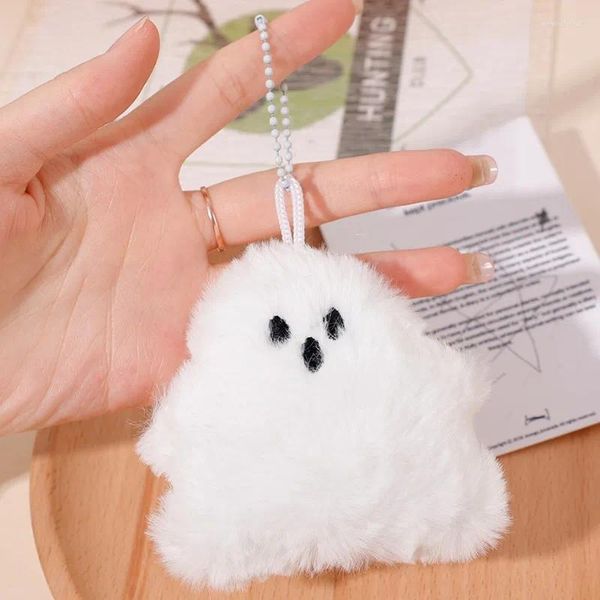 Llaveros Creativo Fantasma Blanco Llaveros Lindo Bolso de Felpa Colgante Muñeca Llavero Pareja Divertida Llavero Halloween Regalos para niños