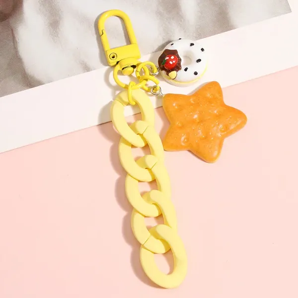 Keychains Créativité faite à la main à la main en acrylique Chaîne de liaison en plastique Kiscailleur Biscuits dinosaures Anneau clé pour les femmes amitié amitié bijoux de bricolage