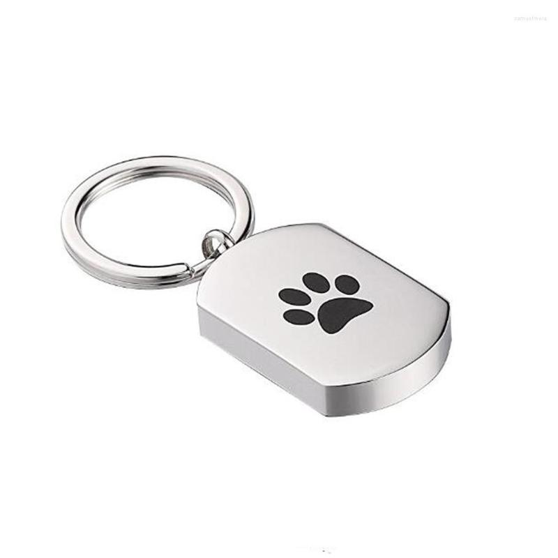 Keychains Cremation Dog Keychain Urn Stainless Steel Key Ring Women Men Memorial Ashes Holder Can Be Engraved