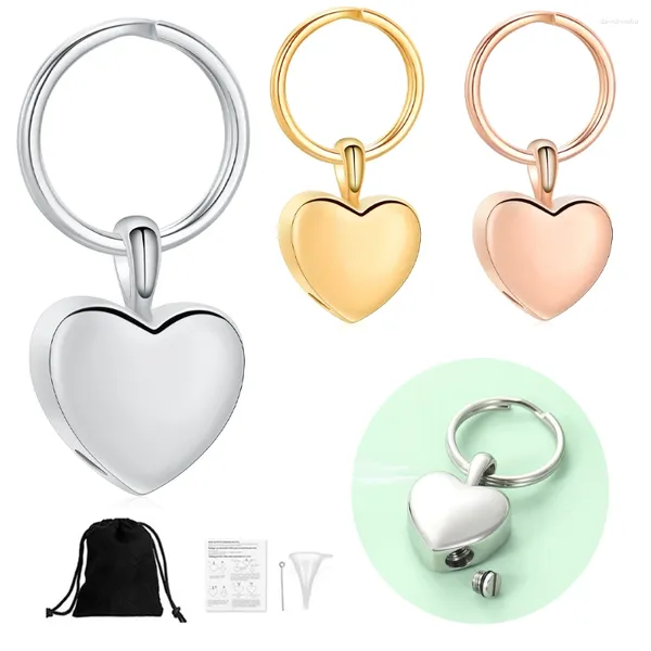 Les clés de clés de crémation chée coeur en acier inoxydable urnes pour animaux de compagnie / humen cendres KeepSake Pendant Memorial bijoux personnalisé