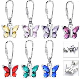 Llaveros Crystal Butterfly Cremación Urnas Llavero Cenizas Memorial Recuerdo Urna Para Humano / Mascota Charm Colgante Joyería Llavero