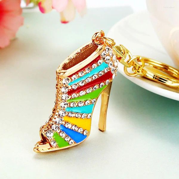 Llaveros Crystal High Heel Zapato Llavero Monedero Coche Brillante Rhinestone Llavero Bolsa Decorativa Aleación Llavero