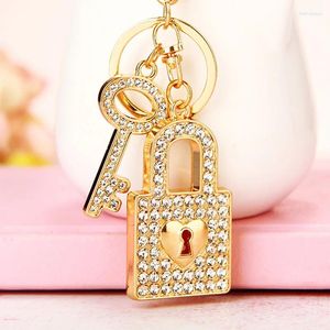 Porte-clés cristal porte-clés coeur serrure amour et strass clé porte-clés chaînes familiales cadeaux de la Saint-Valentin pour couple amant porte-clés