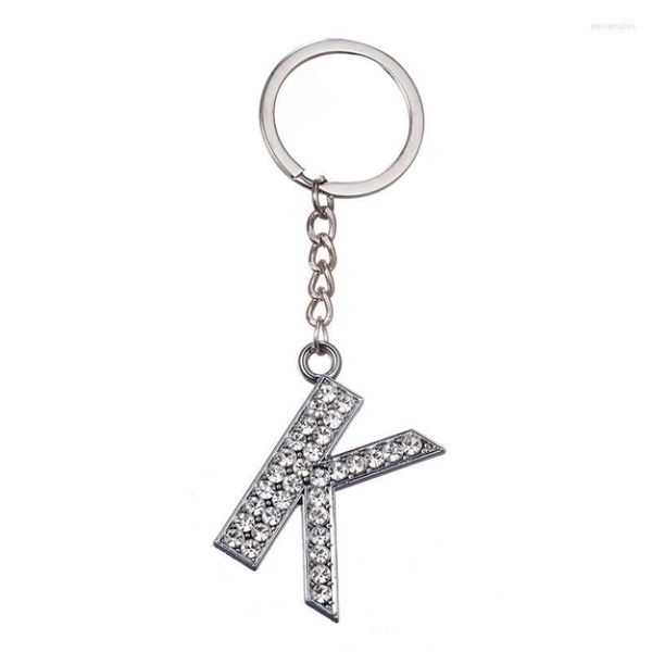 Llaveros Letras de cristal Llavero 26 Alfabeto Llavero simple Cadena de coche Recuerdos para hombres Rhinestone Regalos unisex Novio Miri22