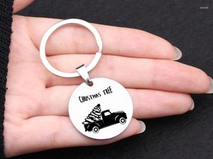 Keychains Custom gravés Grabed Truck Key Chain Christmas Tree Tree Carr Jewelry For Friends Cadeaux féminins
