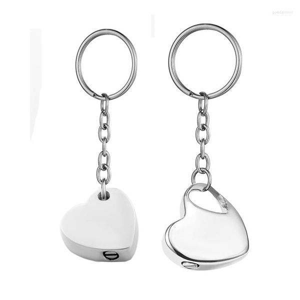 Porte-clés personnalisé gravé coeur crémation urne porte-clés souvenir en acier inoxydable cendres commémoratives porte-clés bijoux avec kit de remplissage goutte