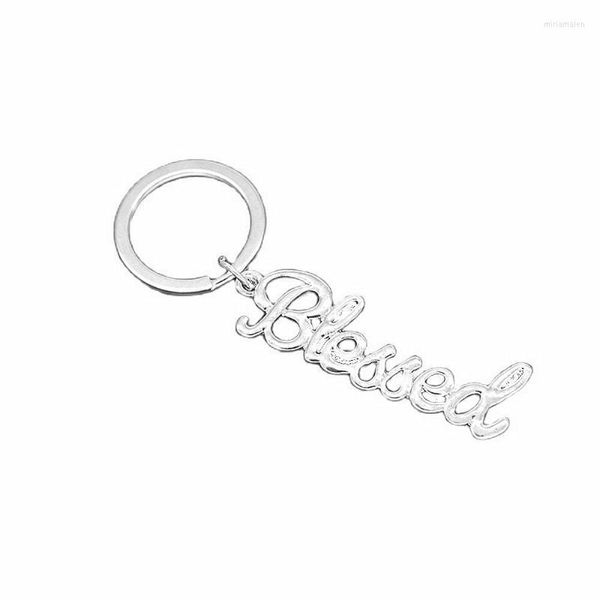 Porte-clés personnaliser Design mode métal anglais lettre mots foi espoir béni breloque porte-clés anneaux bijoux Miri22