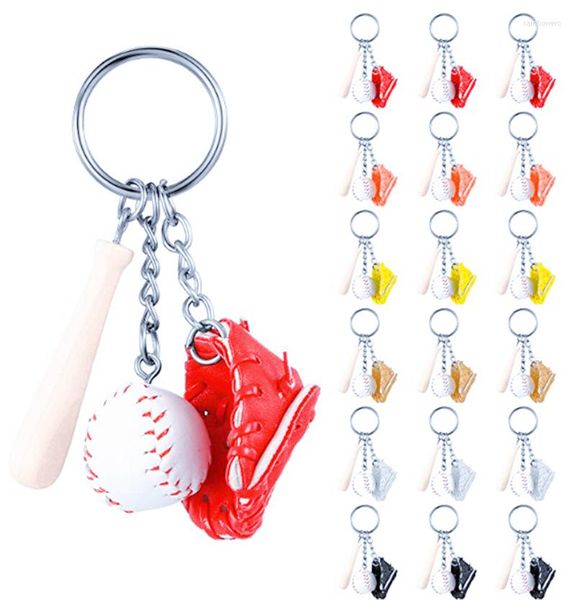 Llaveros Bonito llavero de béisbol de 2 cm Regalo colgante de 3 piezas Recuerdo de coche de moda 3 en 1