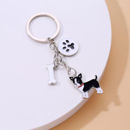 Porte-clés mignon alliage animal de compagnie chiot étiquette porte-clés voiture bagages métal pendentif cadeau pour les amoureux des chiens anneau