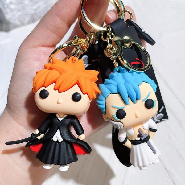 Porte-clés mignon Anime Bleach porte-clés Kurosaki Ichigo mort voiture femmes hommes pendentif amis Couples breloque pour sac Rukia porte-clés poupée