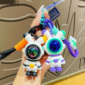 Keychains schattige astronaut sleutelhanger ring voor mannen dames auto sleutelhanger pols touw sleutelhanger tas charme hanger accessoires cadeau meisje