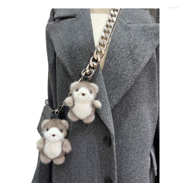 Llaveros lindo oso animal muñeca esponjosa llavero real mochila bolsa de juguete decoración del teléfono llavero regalo para niños