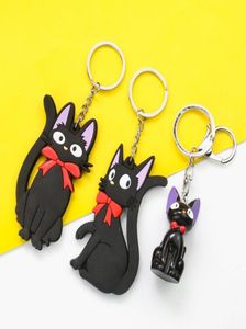 Porte-clés mignon noir Jiji chat porte-clés PVC caoutchouc Kikis livraison servir porte-clés porte-anneau sac téléphone ornement bijoux cadeau 6225190