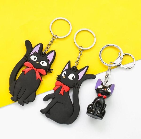 Llaveros Lindo Negro Jiji Cat Llavero PVC Caucho Kikis Entrega Servir Llaveros Anillo Titular Bolsa Teléfono Adorno Joyería Regalo1626219