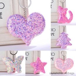 Porte-clés mignon papillon coeur étoile forme paillettes paillettes porte-clés pour femmes sac à main pendentif porte-clés porte-clés bijoux